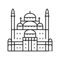 illustration vectorielle de l'icône de la ligne de la mosquée suleiman pacha vecteur