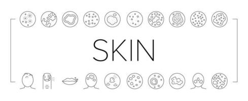 icônes de collection de symptômes de maladie de peau définies vecteur