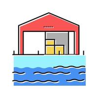illustration vectorielle d'icône de couleur de port d'entrepôt vecteur