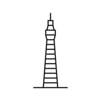 illustration vectorielle de l'icône de la ligne de construction de la tour vecteur