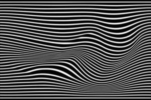 bande de ligne de vague abstraite. lignes de distorsion fond ondulé. déformer les rayures. motif moderne abstrait optique op art. conception de vagues d'illusion. illustration vectorielle noir et blanc. vecteur