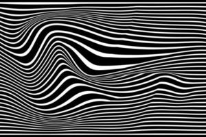 fond de bande de ligne de vague abstraite noir et blanc. illustration vectorielle à rayures ondulées d'illusion d'optique op art. vecteur