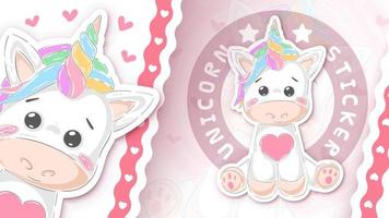 licorne mignonne - autocollant pour votre idée vecteur