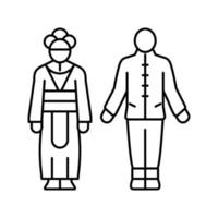 illustration vectorielle de l'icône de la ligne nationale de vêtements de chine vecteur