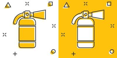 icône d'extincteur dans le style comique. illustration vectorielle de dessin animé de protection contre les incendies sur fond blanc isolé. concept d'entreprise d'effet d'éclaboussure d'urgence. vecteur