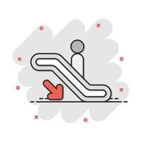 icône d'ascenseur d'escalator de dessin animé de vecteur dans le style comique. pictogramme d'illustration de signe d'escalator. concept d'effet d'éclaboussure d'entreprise d'ascenseur.