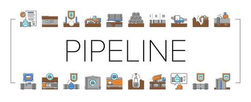 icônes de collection de construction de pipelines définies vecteur