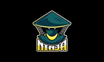 personnage de mascotte de logo ninja vecteur