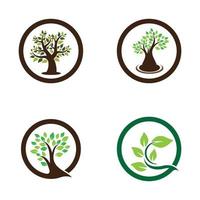 ensemble de conception d'images logo arbre vecteur