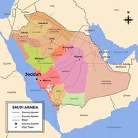 carte de l'arabie saoudite vecteur