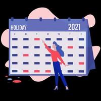 Vecteur de concept de calendrier de vacances 2021