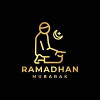 logo ramadan. prière islamique illustration vectorielle de conception de logo doré vecteur