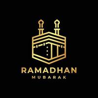 logo ramadan. illustration vectorielle de conception de logo doré kaaba vecteur