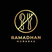 illustration vectorielle de conception de logo doré à jeun du ramadan. vecteur de logo de jeûne