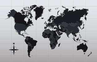carte du monde en style noir et blanc vecteur