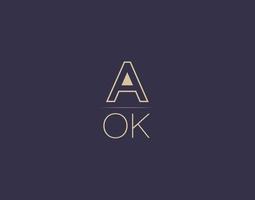 aok lettre logo design images vectorielles minimalistes modernes vecteur