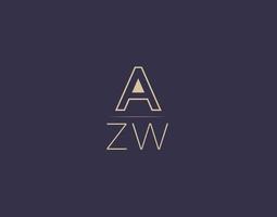 azw lettre logo design images vectorielles minimalistes modernes vecteur