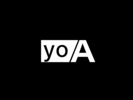 logo yoa et art vectoriel de conception graphique, icônes isolées sur fond noir