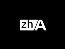 logo zha et art vectoriel de conception graphique, icônes isolées sur fond noir