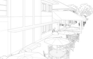 3d, illustration, de, café-restaurant vecteur