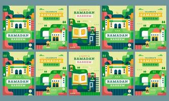 ramadan kareem célébration 2023 médias conception de modèles d'histoires sociales vecteur