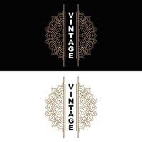 design vintage rétro, logo d'ornement vectoriel minimaliste luxueux, avec style mandala et batik, illustration de marque de produit, invitation, bannière, mode