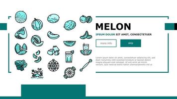 vecteur d'en-tête d'atterrissage de fruits jaunes melon cantaloup