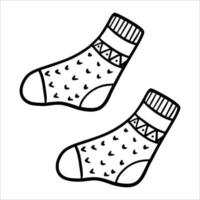 chaussettes. vêtements d'hiver chauds. illustration vectorielle dans le style de croquis. chaussettes tricotées vecteur