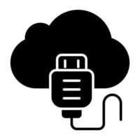 une icône de conception de glyphe de cloud usb vecteur