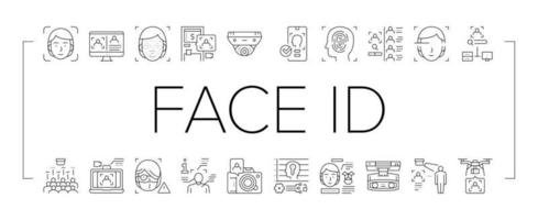 visage id technologie collection icônes définies vecteur
