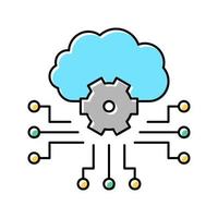 stockage en nuage et illustration vectorielle de l'icône de couleur de travail vecteur