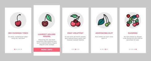 cerise vitamine fraîcheur berry onboarding icons set vector