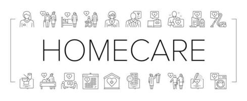 icônes de collection de services de soins à domicile set vector