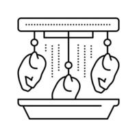 carcasse de poulet dans l'illustration vectorielle d'icône de ligne de machine à laver d'usine vecteur