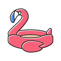 illustration vectorielle de l'icône de couleur de matelas gonflable flamingo vecteur