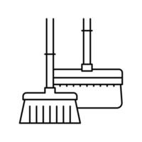 balai et brosse pour illustration vectorielle d'icône de ligne de poussière propre vecteur