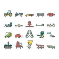 matériel agricole et icônes de transport mis en vecteur