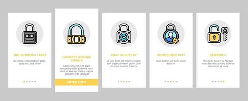 cadenas serrure sécurité mot de passe clé onboarding icons set vector