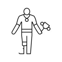 illustration vectorielle de l'icône de la ligne de l'athlète handicapé vainqueur du championnat vecteur