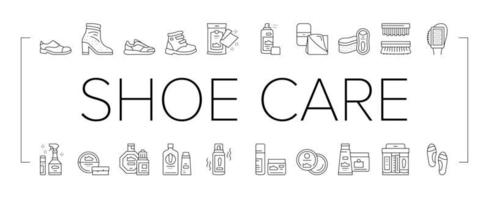 ensemble d'icônes de collection d'accessoires d'entretien de chaussures vecteur