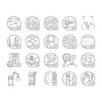 collection de problèmes de dermatologie icons set vector