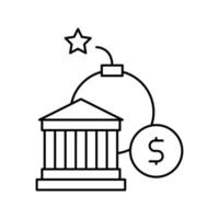 banque bang bombe ligne icône illustration vectorielle vecteur