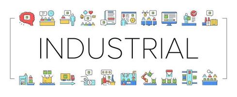 vecteur de jeu d'icônes de collecte de processus industriels