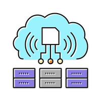 serveurs stockant les informations de l'illustration vectorielle de l'icône de couleur rfid vecteur