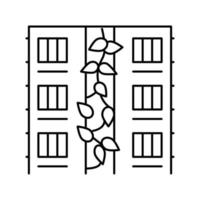 plante sur l'illustration vectorielle de l'icône de la ligne de mur de la maison vecteur