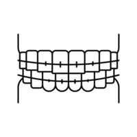illustration vectorielle de l'icône de la ligne des accolades dentaires vecteur