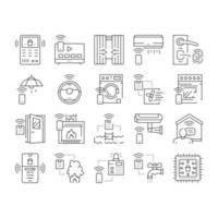 icônes de collection d'équipement de maison intelligente définies vecteur
