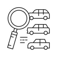 illustration vectorielle de l'icône de la ligne de véhicules de recherche vecteur