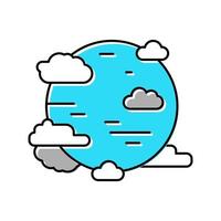 planète bleue avec illustration vectorielle d'icône de couleur de nuages vecteur