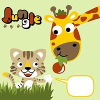 caricature de vecteur de tigre drôle avec girafe